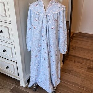 Lanz of Salzburg S snowman print long flannel nightgown